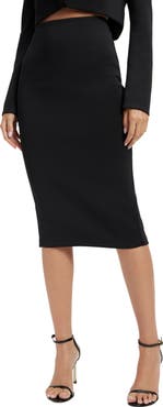 Good American Shiny Midi Pencil Skirt