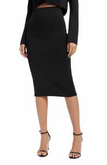 Good American Shiny Midi Pencil Skirt