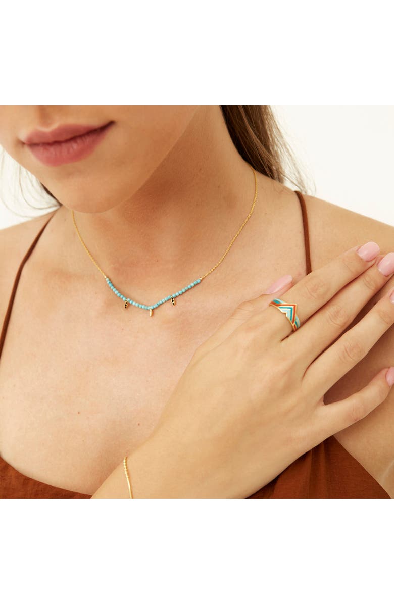 Spero London Enamel Four Color Sterling Silver Arrow Band Ring, Alternate, color, Gold