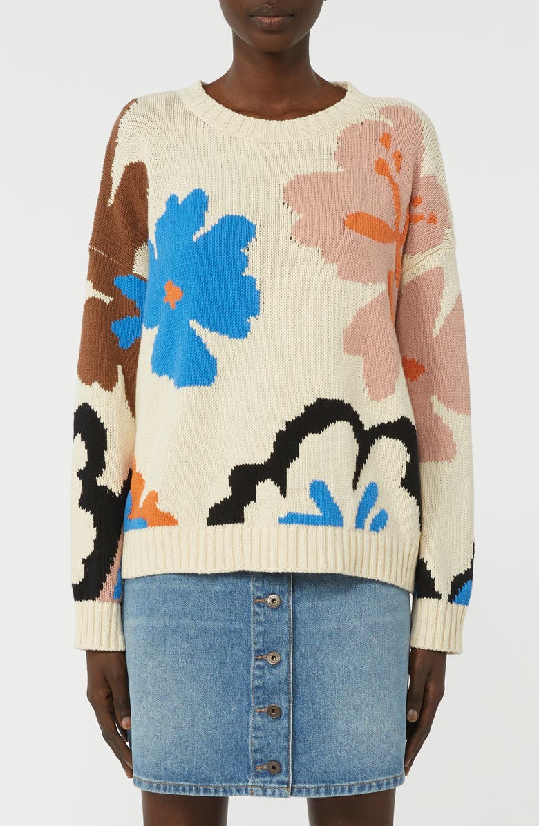 Weekend Max Mara Celebre Floral Oversize Sweater, Main, color, Ivory Multi