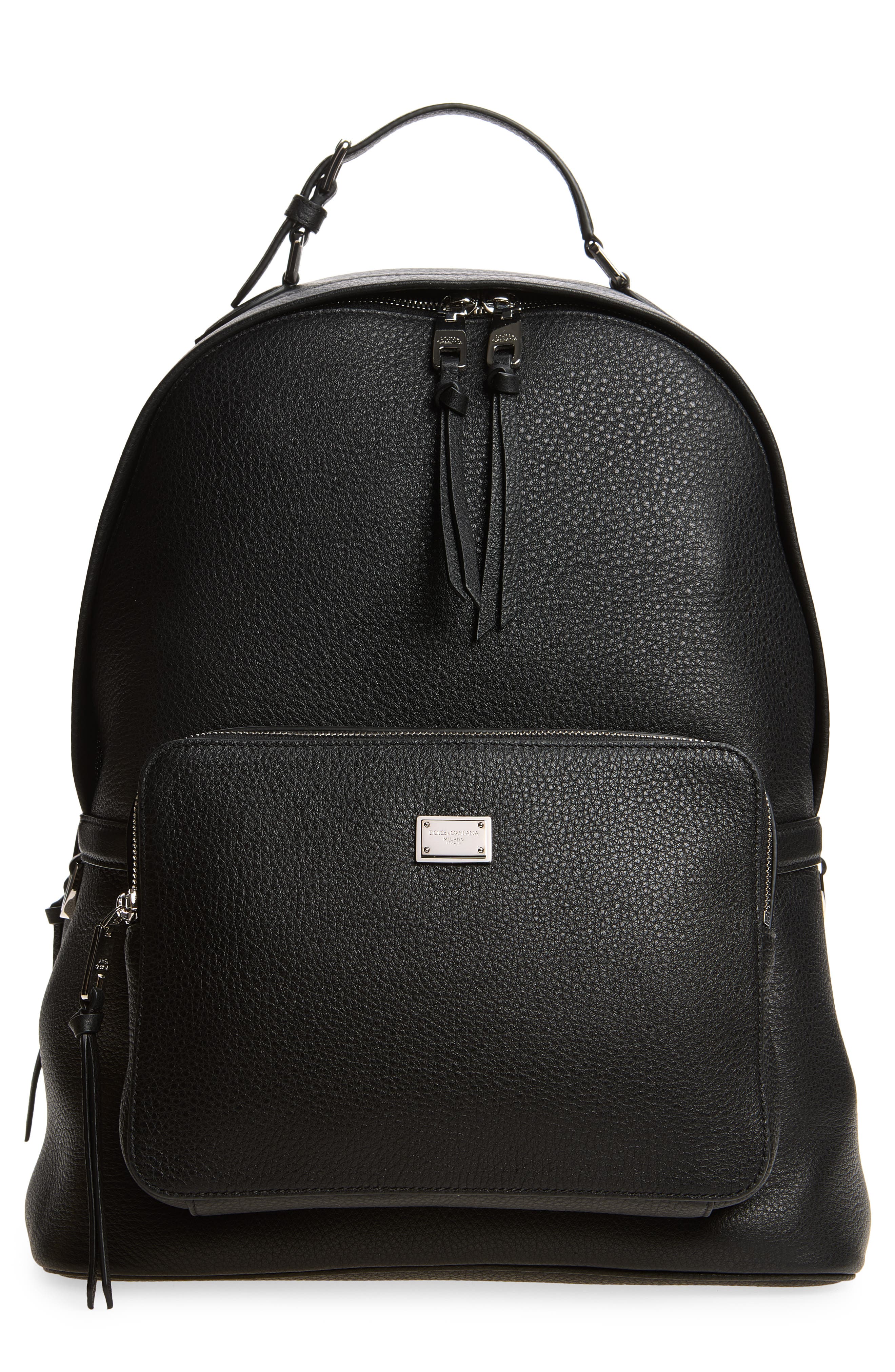Vittoria Leather Backpack, Main, color, 80999 NERO