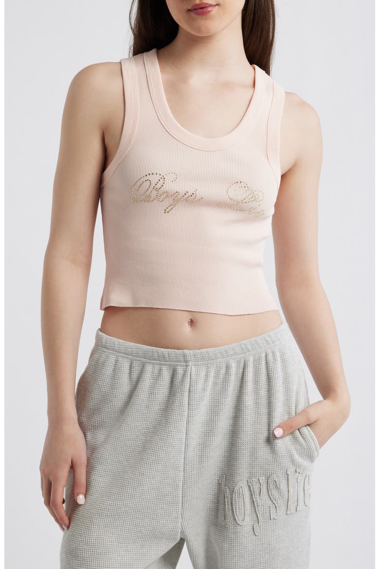 Boys Will Be Boys Embellished Cotton Crop Tank, Main, color, PINK