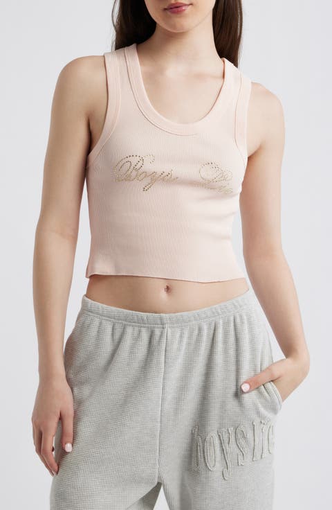 <p>Boys Will Be Boys Embellished Cotton Crop Tank</p>