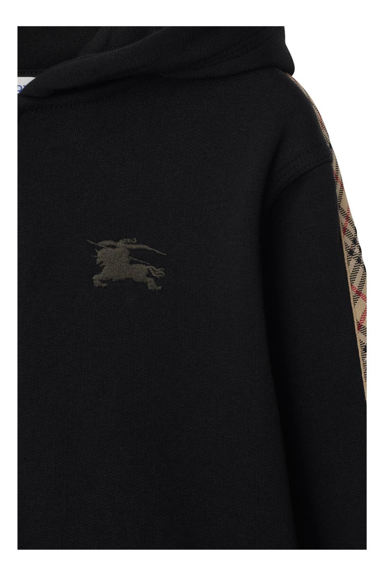 Check Trim Cotton Zip Hoodie, Alternate, color, Black