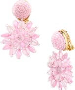 Oscar de la Renta Beaded Flower Clip-On Earrings