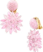 Oscar de la Renta Beaded Flower Clip-On Earrings