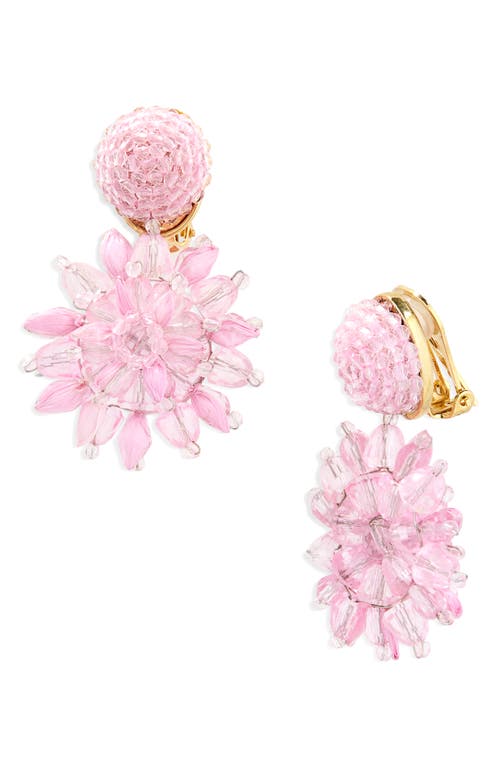Oscar De La Renta Beaded Flower Clip-on Earrings