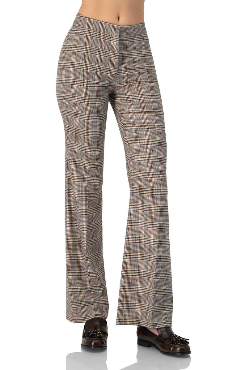IVONNE Straight-Leg Prince Of Wales Trousers, Main, color, Multi-Brown