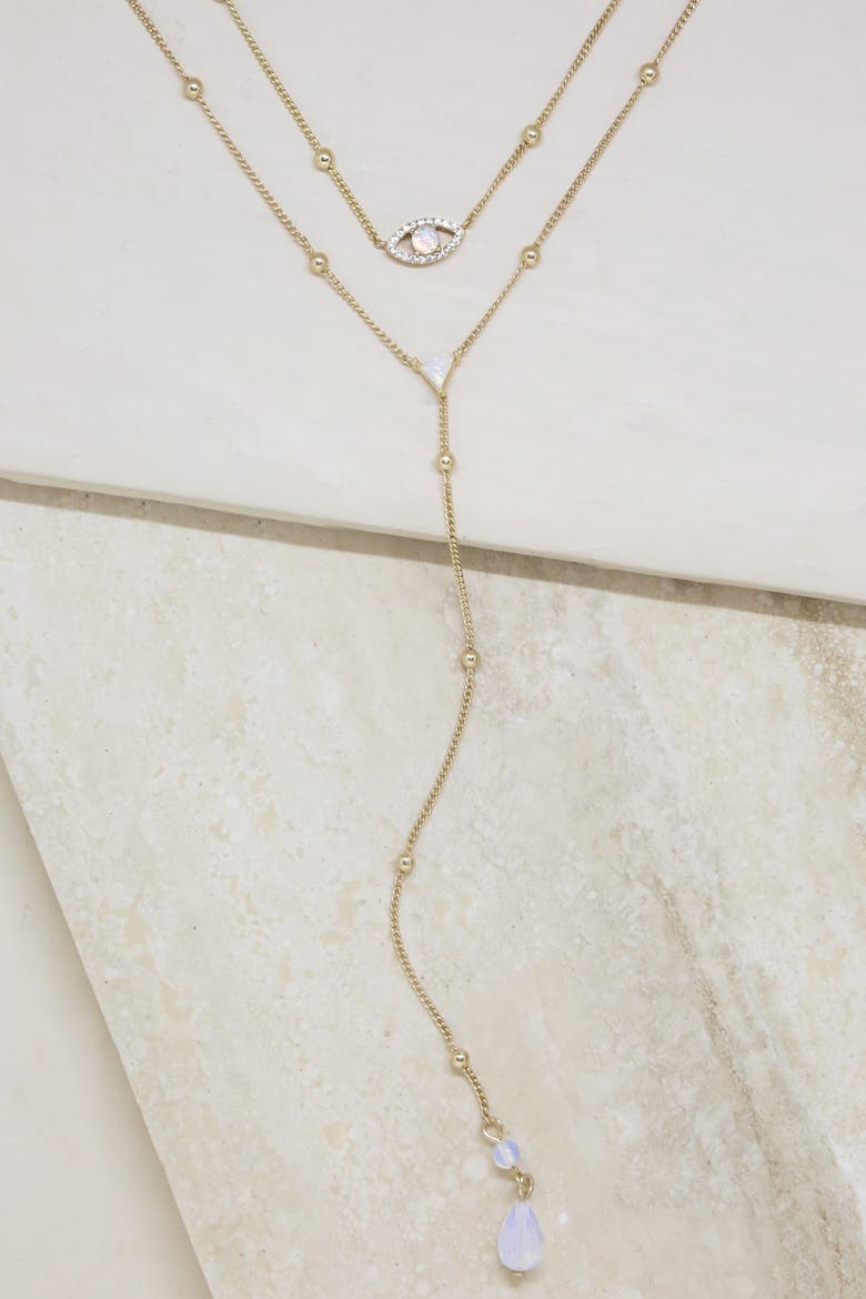 Evil Eye Opal Layered Lariat, Alternate, color, GOLD