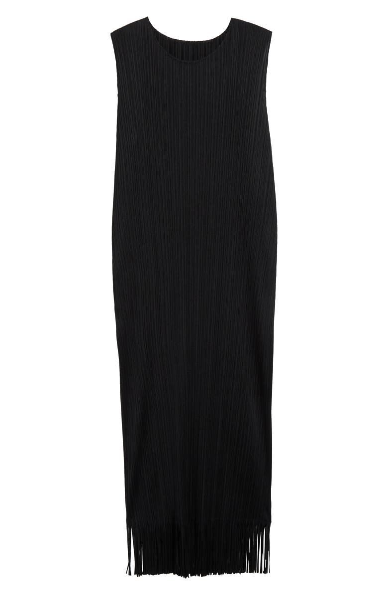 Pleats Please Issey Miyake Wave Pleated Sleeveless Midi Dress, Alternate, color, Black