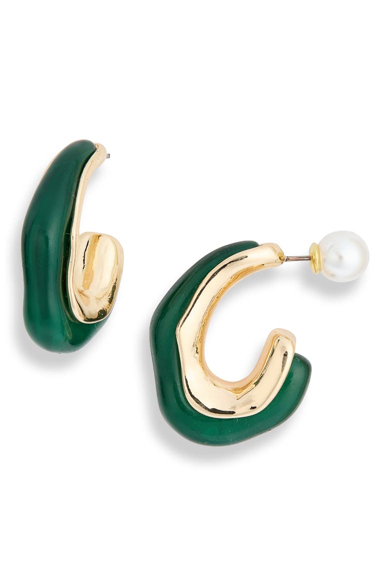 Wavy Resin Layered Hoop Earrings, Main, color, GREEN
