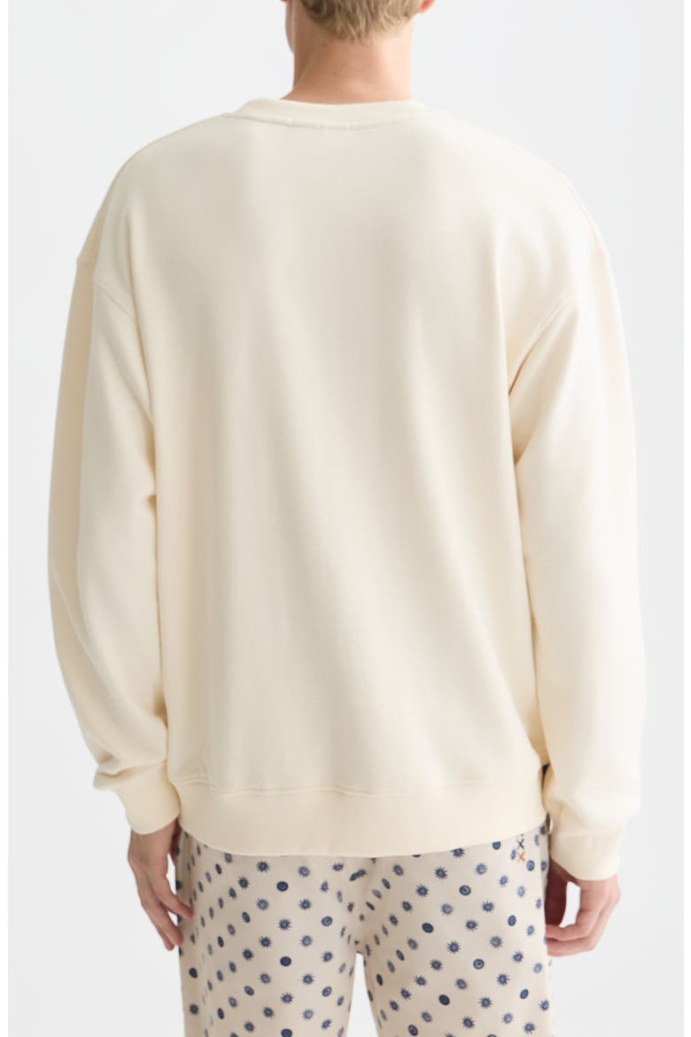 Oversize Embroidered Cotton Crewneck Sweatshirt, Alternate, color, EGGNOG