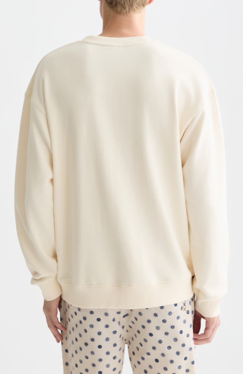 Scotch & Soda Oversize Embroidered Cotton Crewneck Sweatshirt, Alternate, color, Eggnog