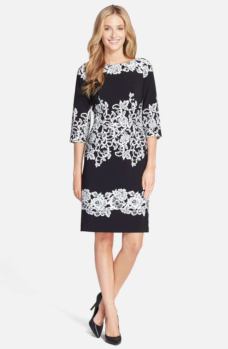 Adrianna Papell Placed Print Sheath Dress, Alternate, color, 