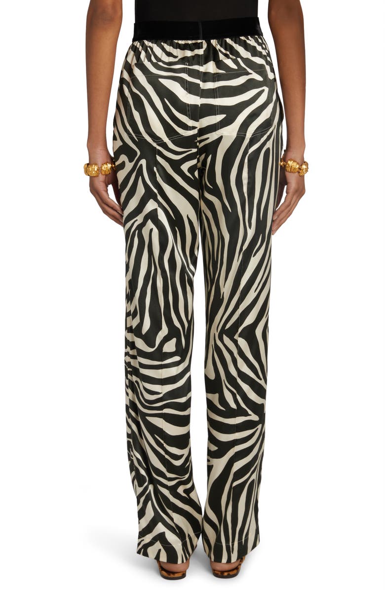 TOM FORD Zebra Print Stretch Silk Satin Pajama Pants, Alternate, color, 