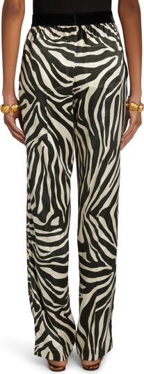 TOM FORD Zebra Print Stretch Silk Satin Pajama Pants | Nordstrom