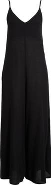 Elan Wide Leg Cotton & Linen Blend Cover-Up Jumpsuit