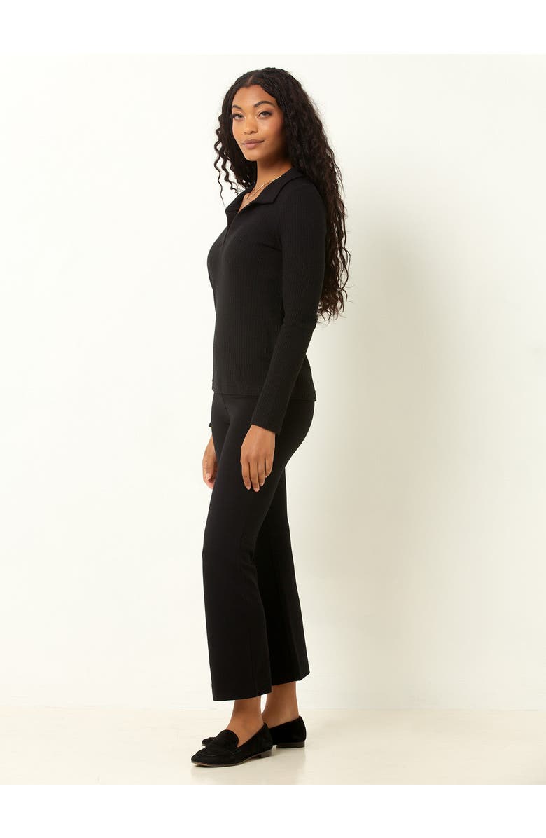 Single Stitch Classic Ribbed V-Neck Sweater with Collar, Alternate, color, Black