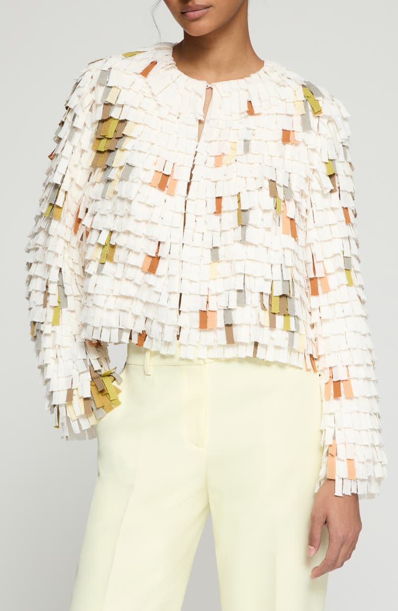 Lafayette 148 New York Collaged Fringe Cardigan, Main, color, 