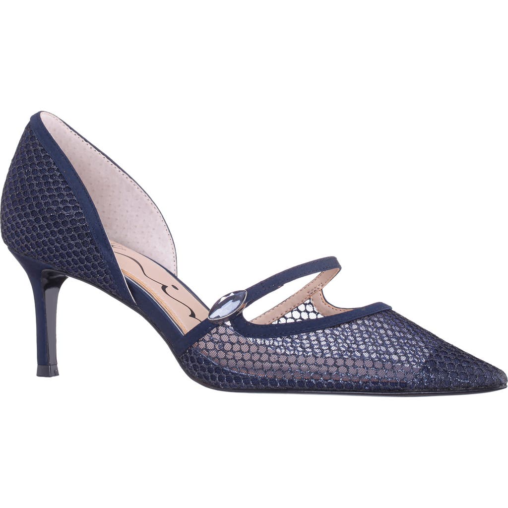 Nina Nashly Pointed Toe Cap Toe Mary Jane Pump In Blue