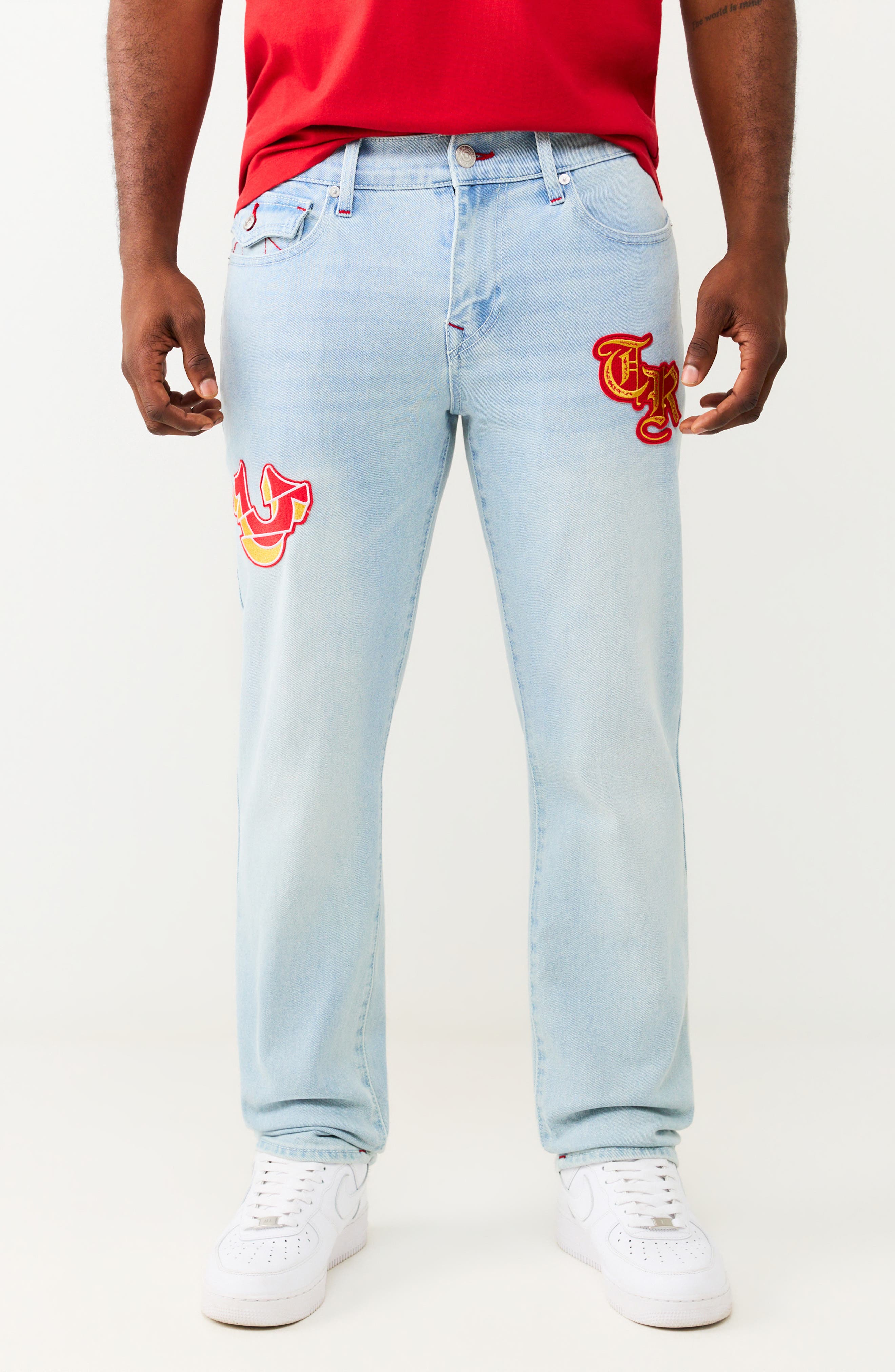 True Religion Geno Flap Embroidered Patch Jeans
