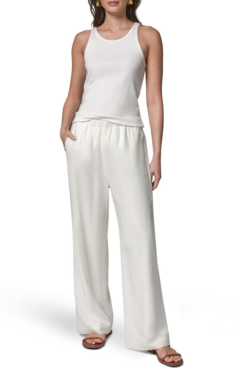 Donna Karan New York Linen Blend Pull-On Wide Leg Pants, Alternate, color, Cream