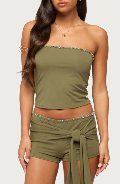 Monroah Beaded Strapless Top