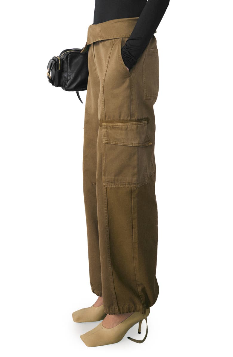 MANGO Turn-Up Waist Wide Leg Cargo Jeans, Alternate, color,