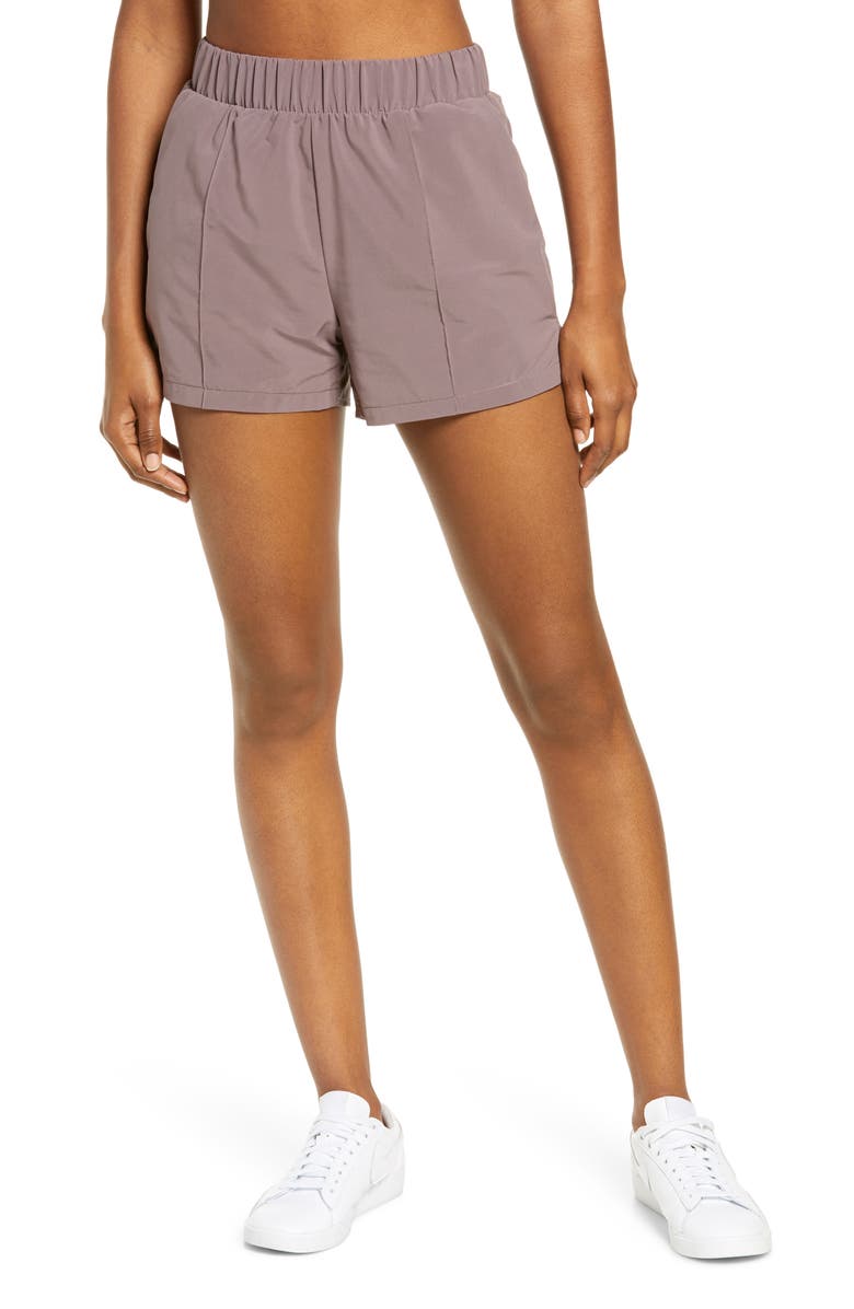 Zella Taylor Getaway High Waist Stretch Recycled Polyester Shorts, Main, color,
