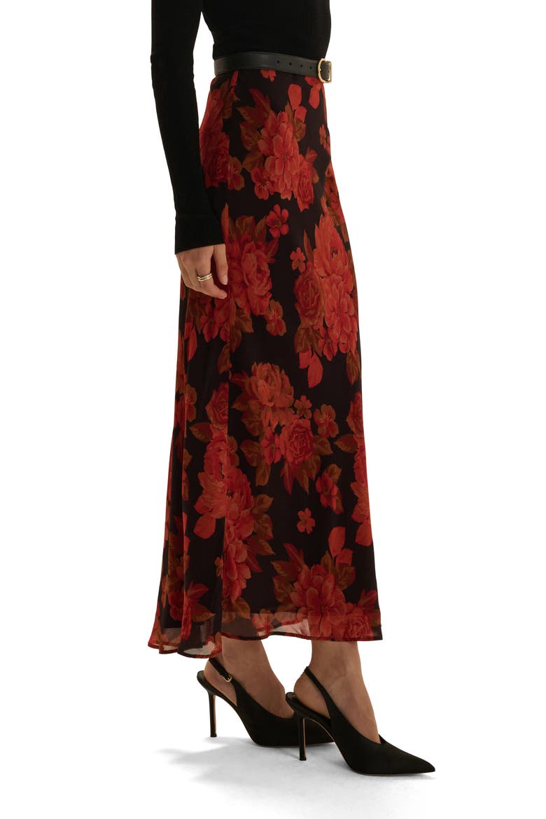 The Favorite Midi Skirt, Alternate, color, WINE FLORAL