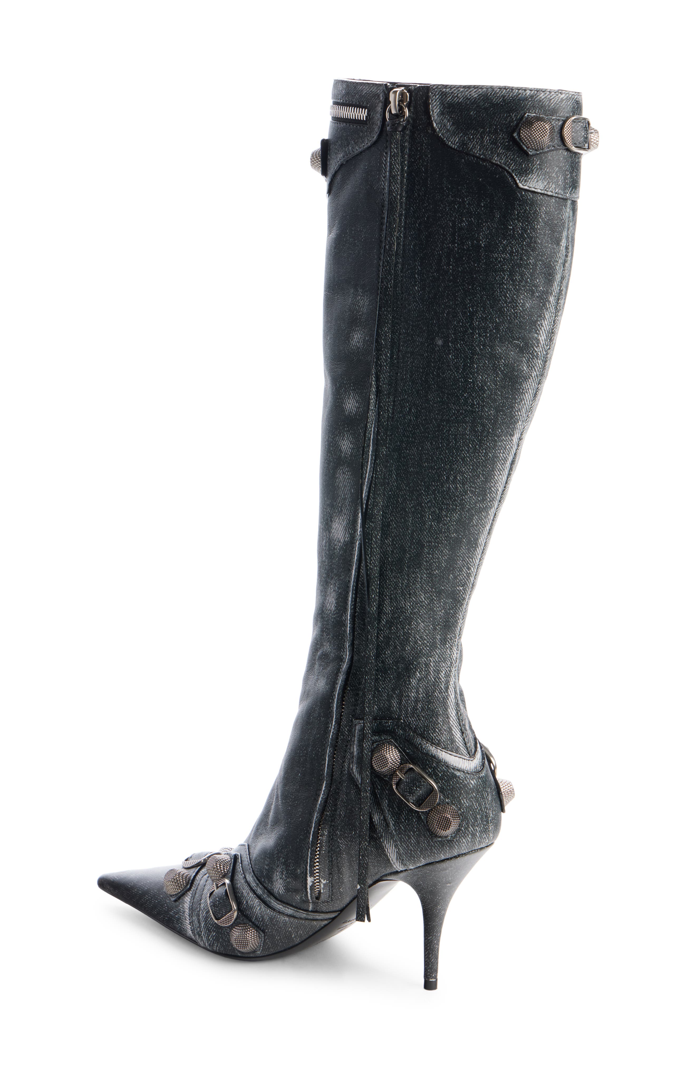 Balenciaga Cagole Pointed Toe Knee High Boot, Alternate, color, Steel Grey