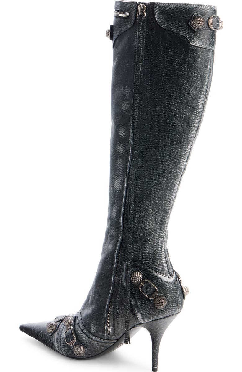 Balenciaga Cagole Pointed Toe Knee High Boot, Alternate, color, Steel Grey