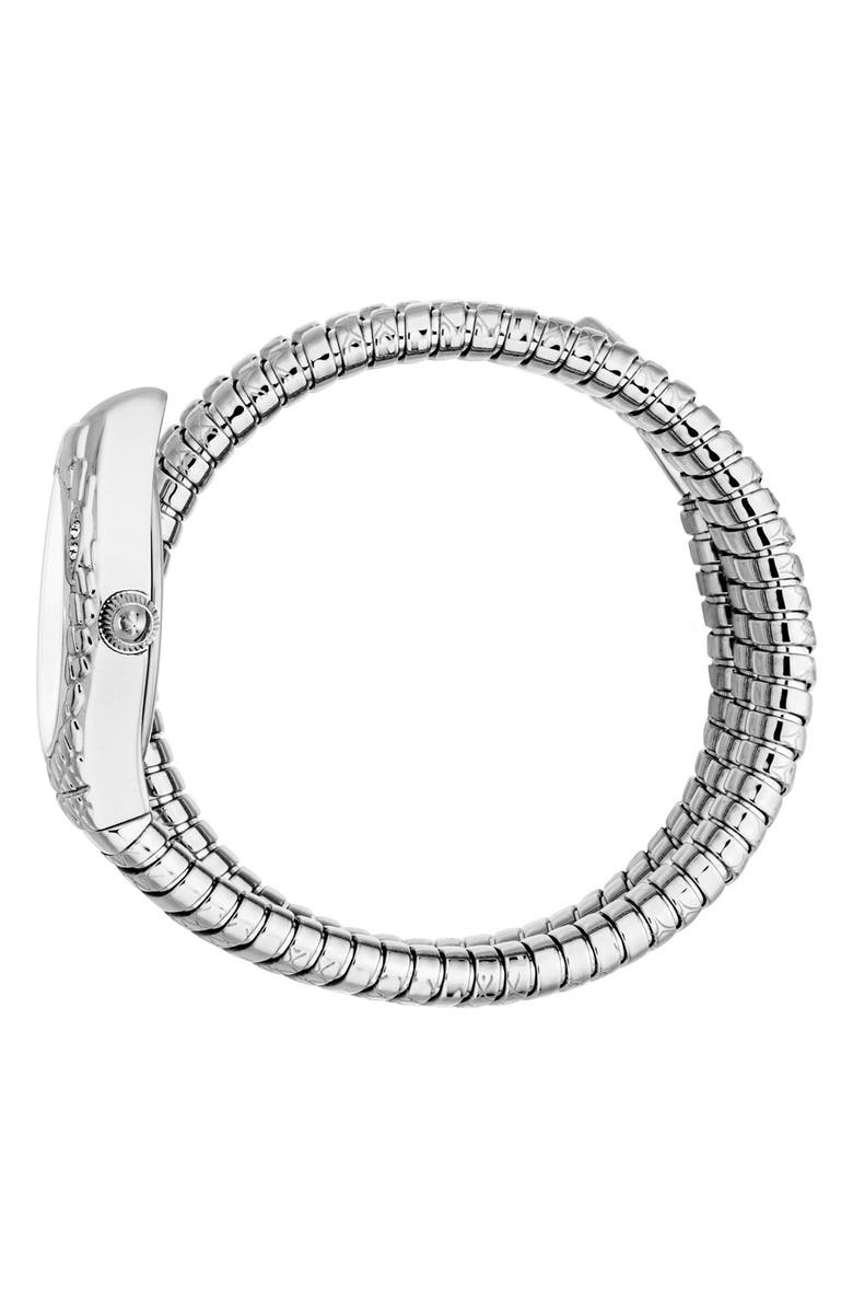 Just Cavalli Snake Wraparound Bracelet Watch, 20mm x 34.5mm, Alternate, color, Silver