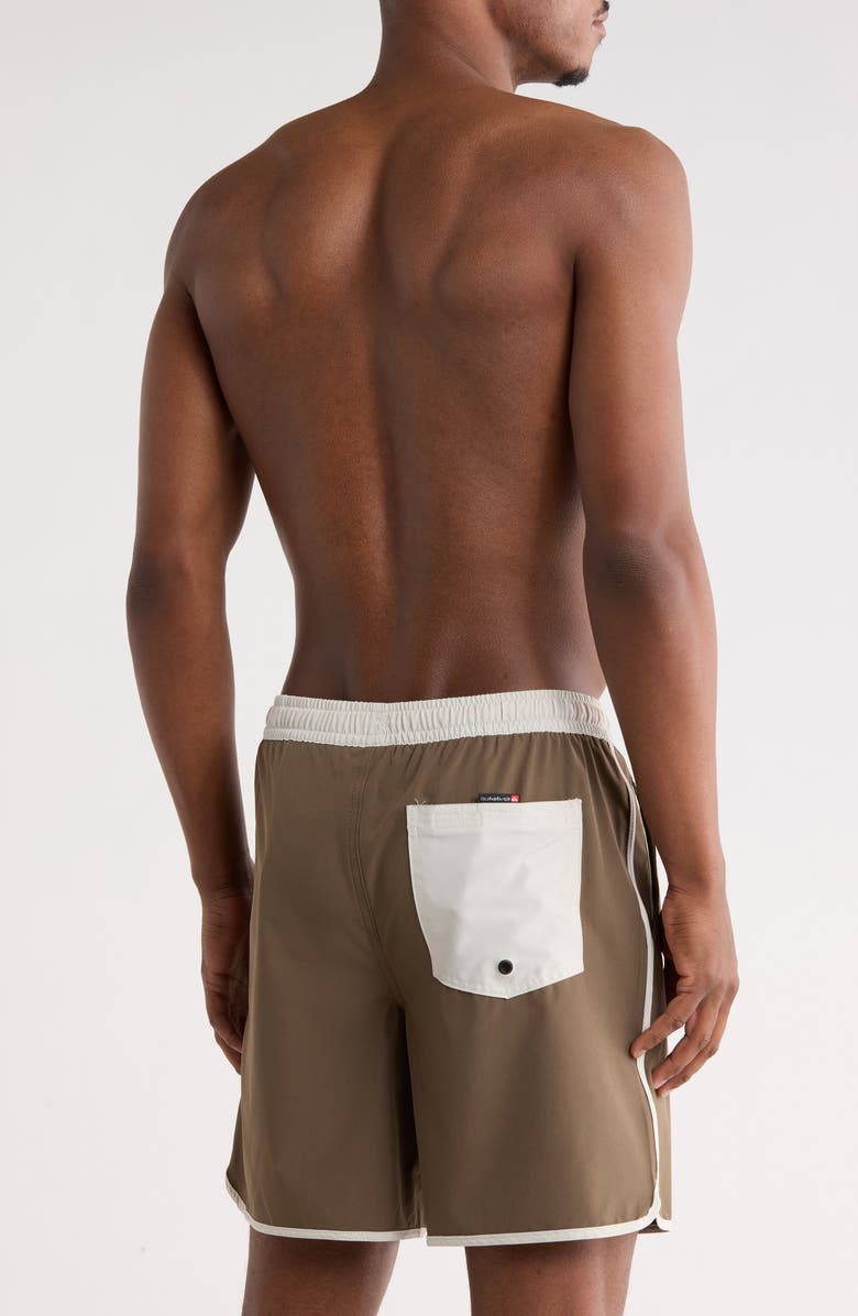 Quiksilver Sunsetter Scalloped Hem Volley Board Shorts, Alternate, color, Canteent