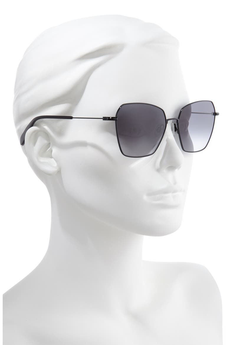 58mm Irregular Sunglasses, Alternate, color, BLACK/ DARK GREY