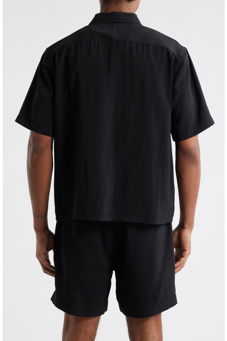 Resort Boxy Short Sleeve Button-Up Shirt, Alternate, color, BLACK
