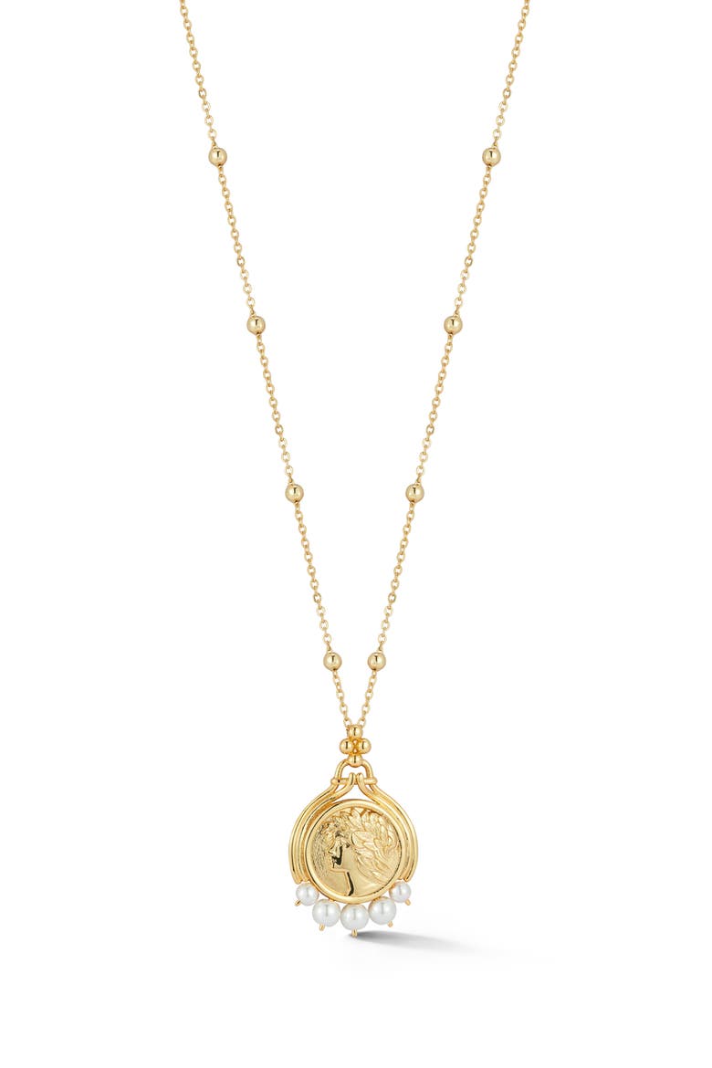 Coin Pendant Necklace, Main, color, GOLD