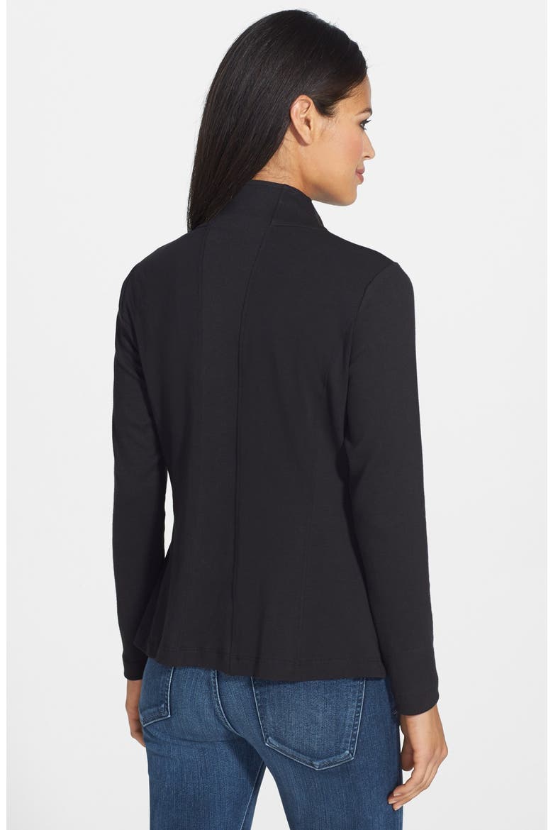 Funnel Neck Shaped Stretch Cotton Jacket, Alternate, color, BLACK