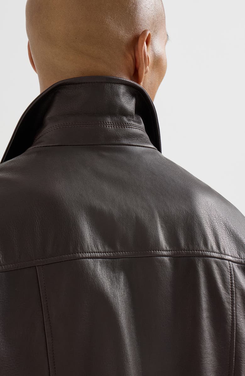 Brunello Cucinelli Nappa leather jacket, Alternate, color, Chocolate