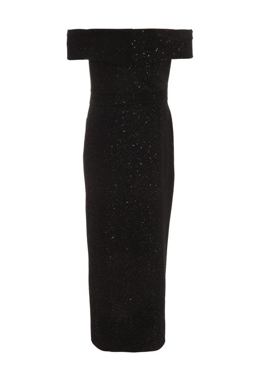 QUIZ QUIZ GLITTER LIVERPOOL BARDOT WRAP MIDI DRESS