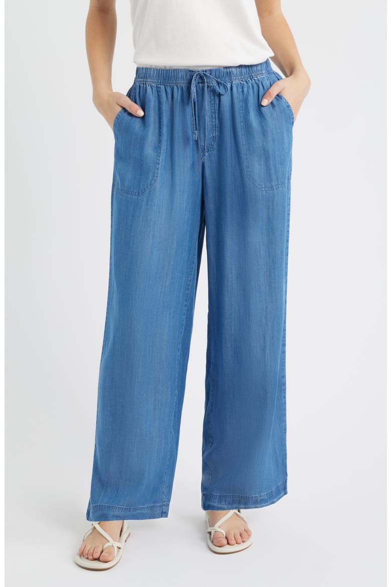 Isabeli Chambray Drawstring Pants, Main, color, BLUE WASH