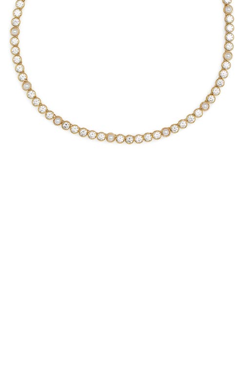 KURT GEIGER KURT GEIGER LONDON CUBIC ZIRCONIA & FAUX PEARL COLLAR NECKLACE 