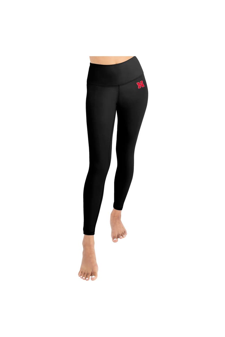 Women's Kadi Brand Black Nebraska Huskers Buttery Soft Midi Bra & Leggings Set, Alternate, color, Black