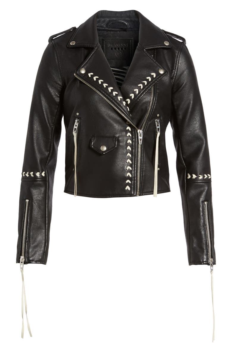 BLANKNYC Whipstitched Faux Leather Moto Jacket, Alternate, color,