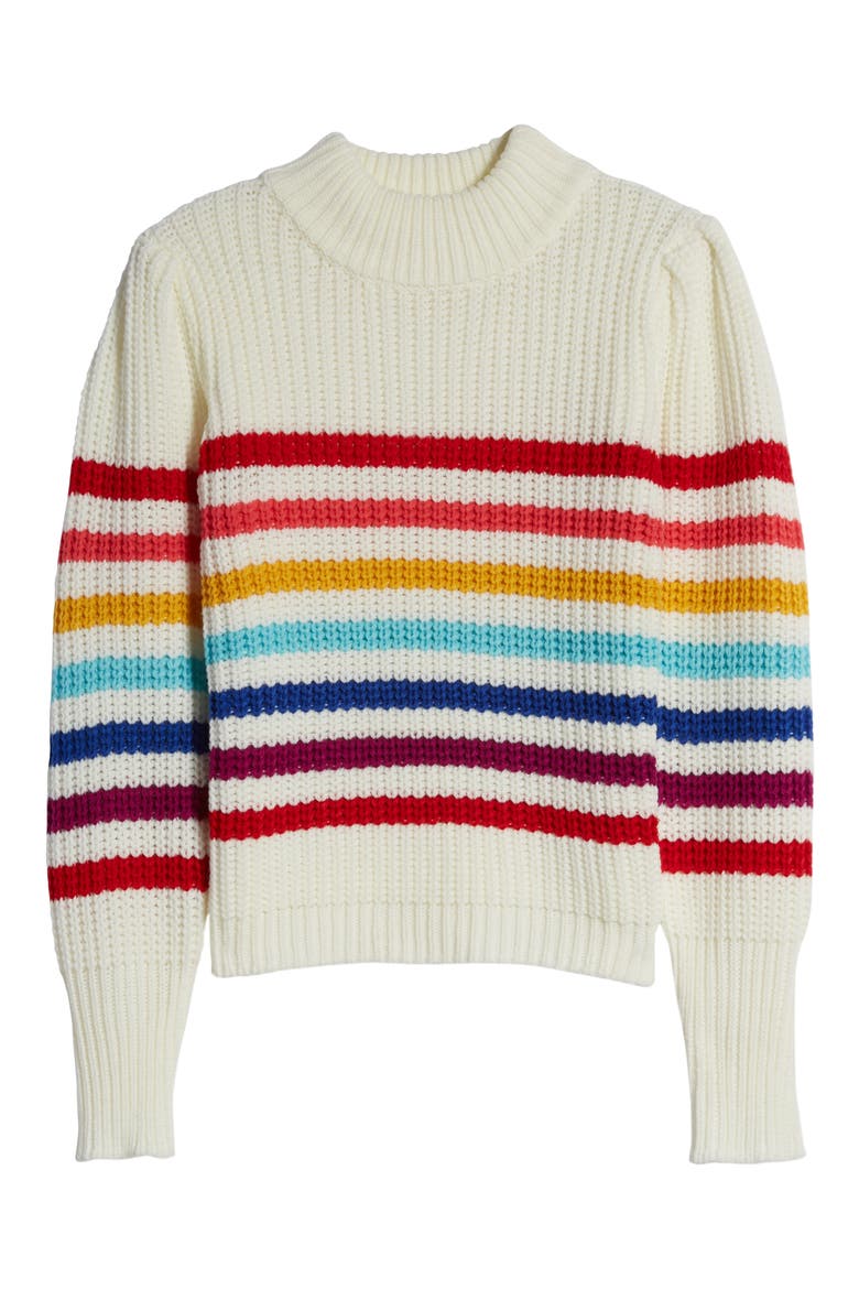 Rainbow Stripe Sweater, Alternate, color, IVORY MULTI