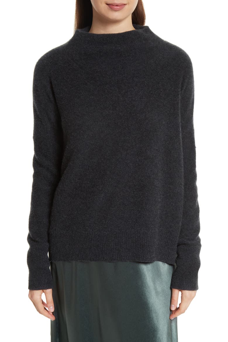 Cashmere Funnel Neck Pullover, Main, color, CARBON