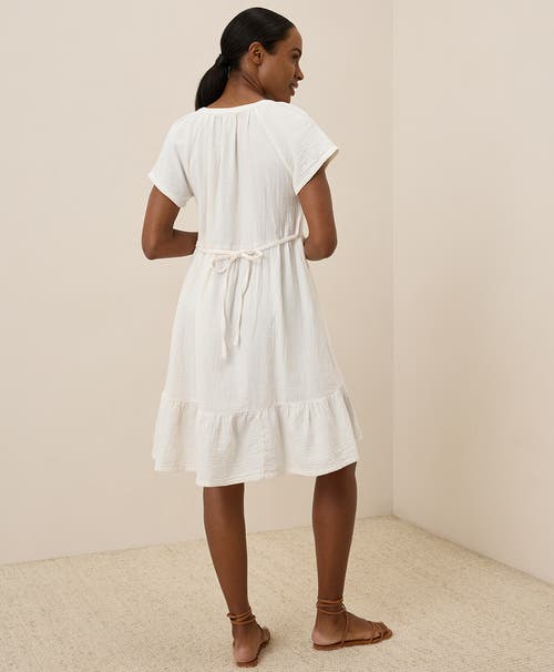 Pact Organic Cotton Coastal Double Gauze Breezy Dress In White