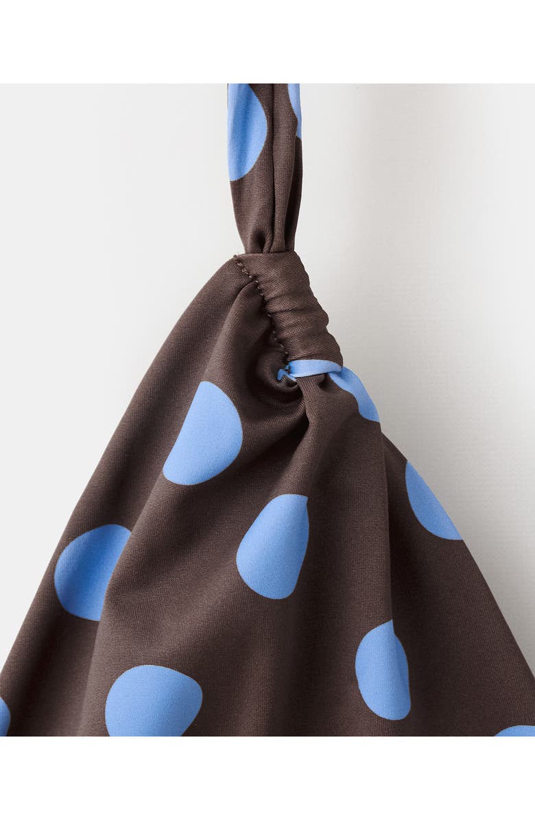 MANGO Polka Dot Triangle Bikini Top, Alternate, color, Chocolate