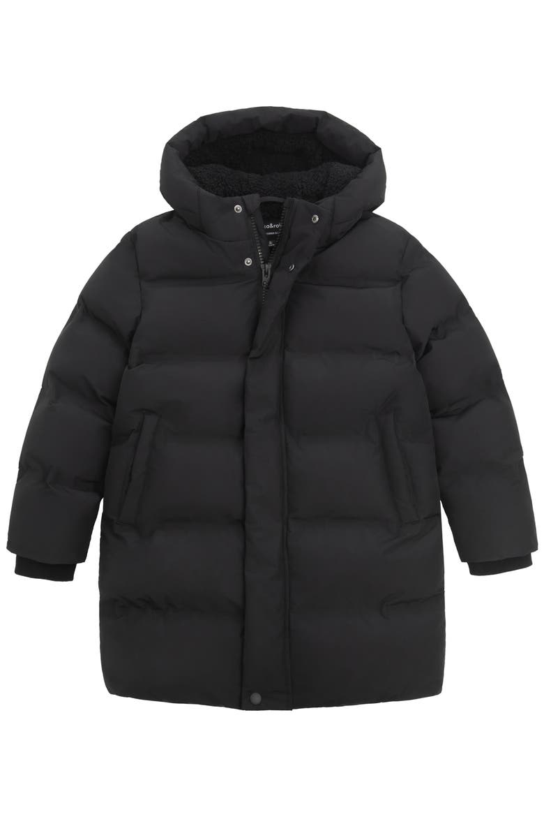 Kids'  Parker Hooded Mid-Length Puffer Jacket, Alternate, color, Black
