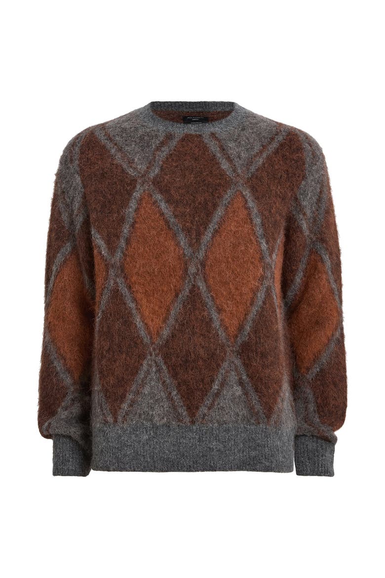 Mord Argyle Merino & Alpaca Blend Sweater, Alternate, color, CHARCOAL MARL